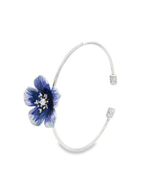 Plumeria crystal stones metallic blue glazed bracelet GOCCIAZZURRA JEWELS | BRPLUMERIARODIOBLU
